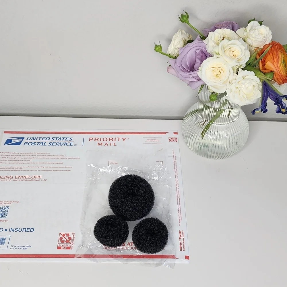NEW Black Hair Donut Bun Maker Set
